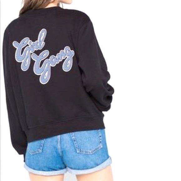 Pull&Bear Jackets & Blazers - Pull & Bear “Girl Gang” Black Knit Varsity Jacket
